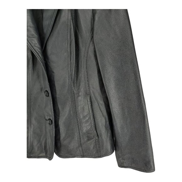 Vintage Leather Jacket Blazer Womens Black Small 90's - Picture 4 of 9